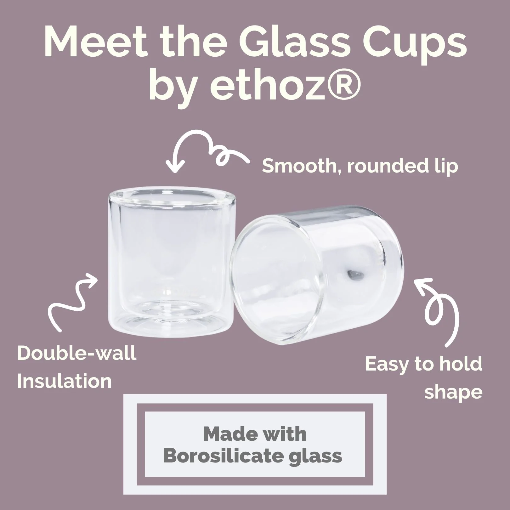Planetary Design ethoz® Double Wall 8oz (237ml) Glass Cups - Set of 2 - Image 3